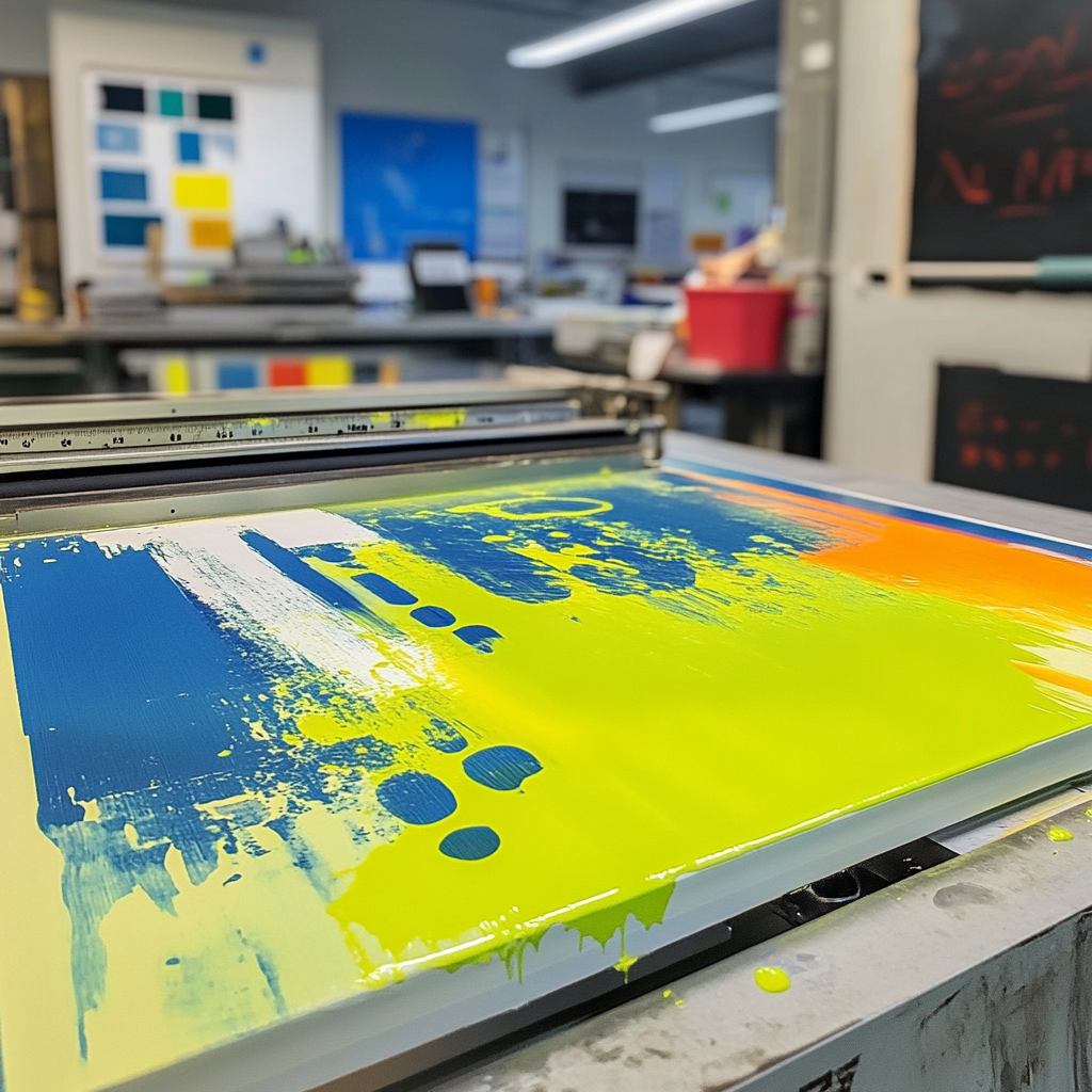 Screen print proof on press